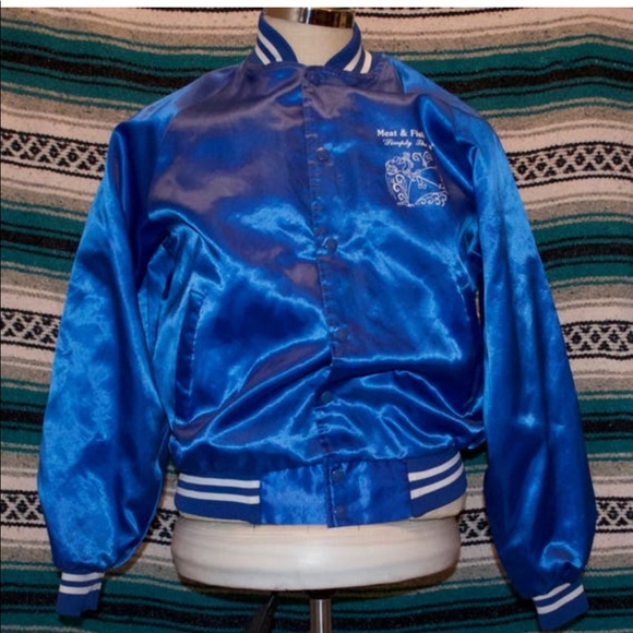 Jackets & Coats Vintage Baseball Jacket Satin Meat Fish Fellas Simply